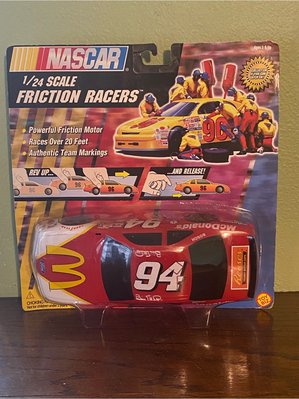 Nascar Red and Yellow #94 Friction Racer Toy Car